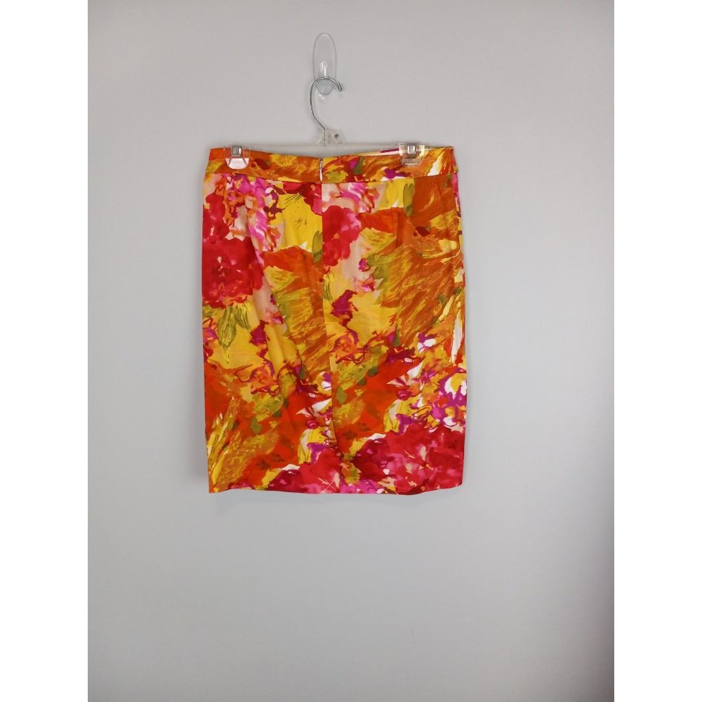 J. Crew Factory Patterned Pencil Skirt Orange Size 4 - Picture 1 of 4